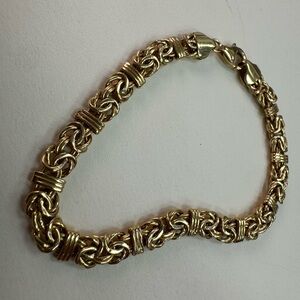 AK TURKEY 14K YELLOW GOLD BYZANTINE MULTIPLE WOVEN WEAVE CHAIN LINK BRACELET